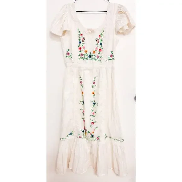 LoveShackFancy Damia Dress – Size 8 – White with Floral and Butterfly Embroidery - Picture 2 of 2